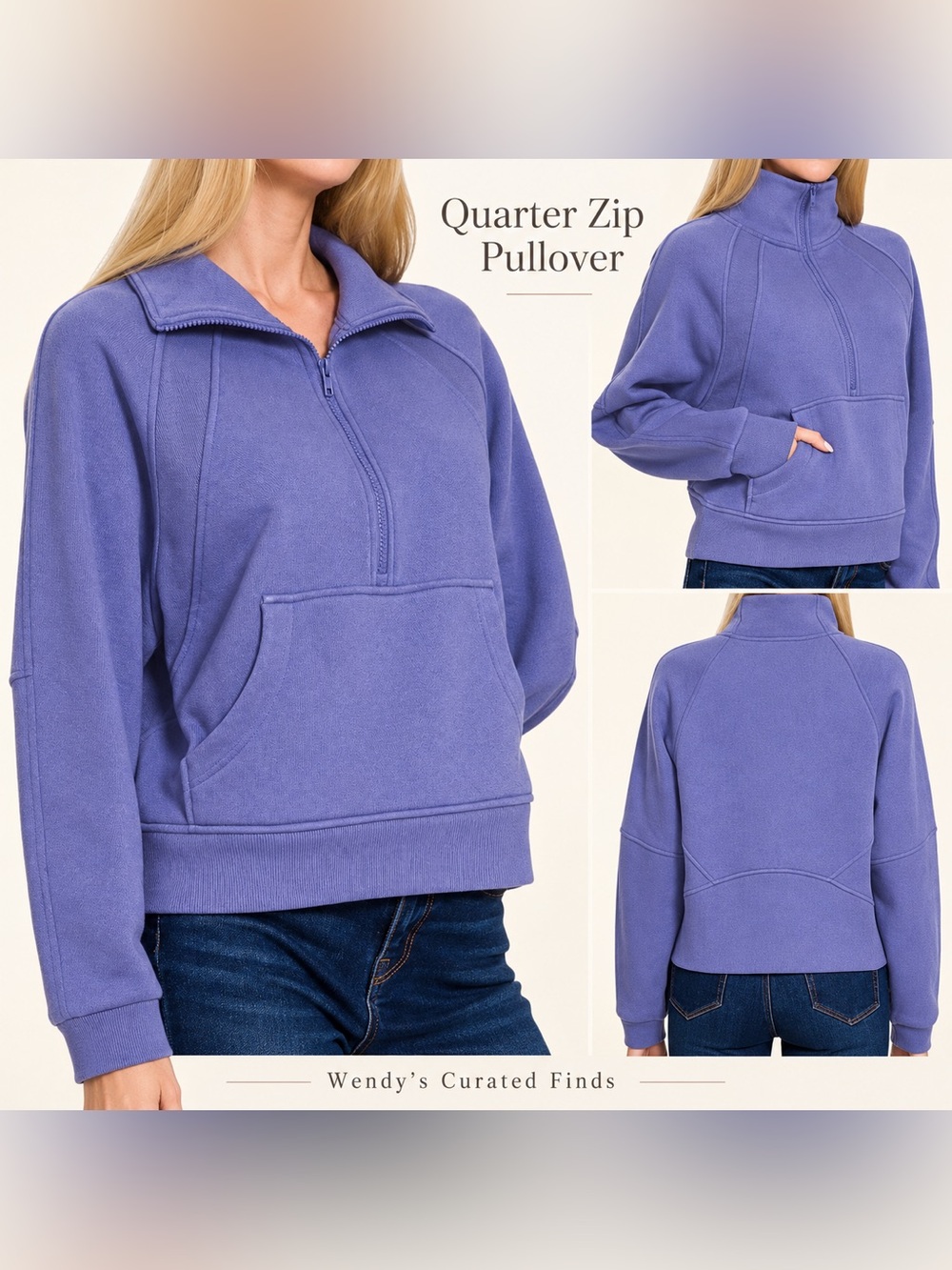 Zenana Marlin Quarter Zip Pullover Top -